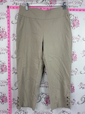 Denver Hayes capri pants corset tie detail hem Khaki Cropped Dress Pants